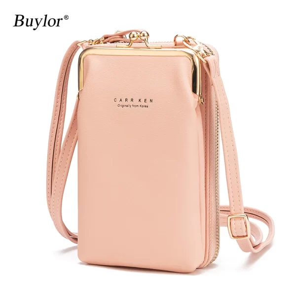 Buylor المرأة الهاتف Crossbody أكياس الفتيات بو الجلود سعة كبيرة المحمولة الكتف حقيبة العلامة التجارية السيدات محفظة الأزياء حقيبة يد 1