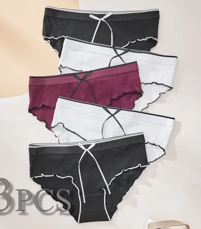 3PCS Cotton Solid Color Women's Triangle Pants Sexy Erotic Women's Panties Breathable Comfortable Women's Underwear Underpants 1