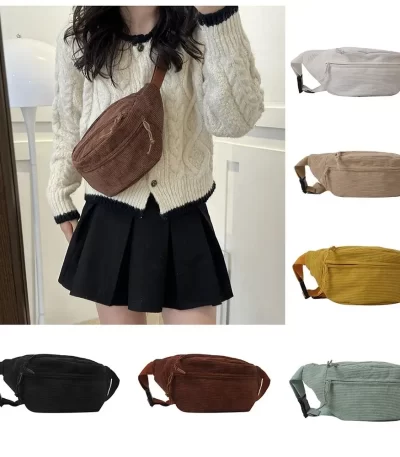 سروال قصير المرأة الخصر حقيبة قماش طالب الكتف Crossbody حقيبة صدر حزمة مراوح موضة الهاتف الموز الإناث بوم حزام أكياس 1