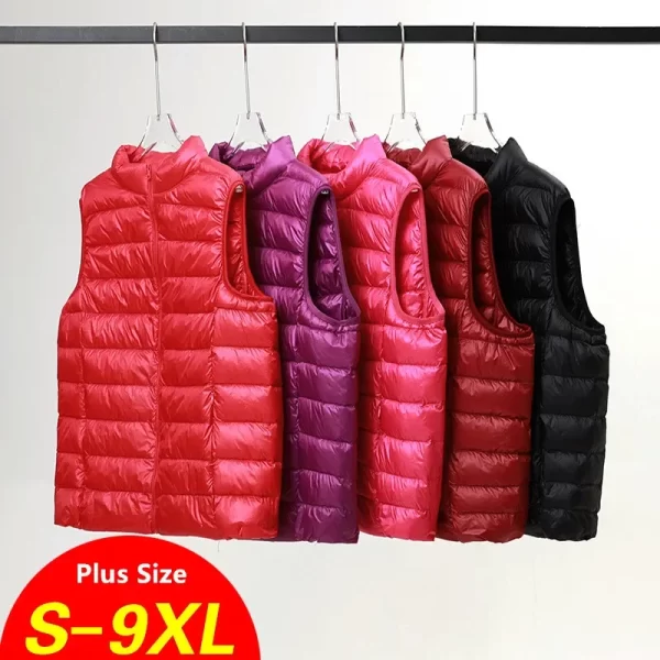 المرأة أكمام أسفل سترة حجم كبير 5XL 6XL 7XL 8XL 2023 جديد الخريف الشتاء الإناث فائقة خفيفة الوزن Packable أسفل سترة معطف 1