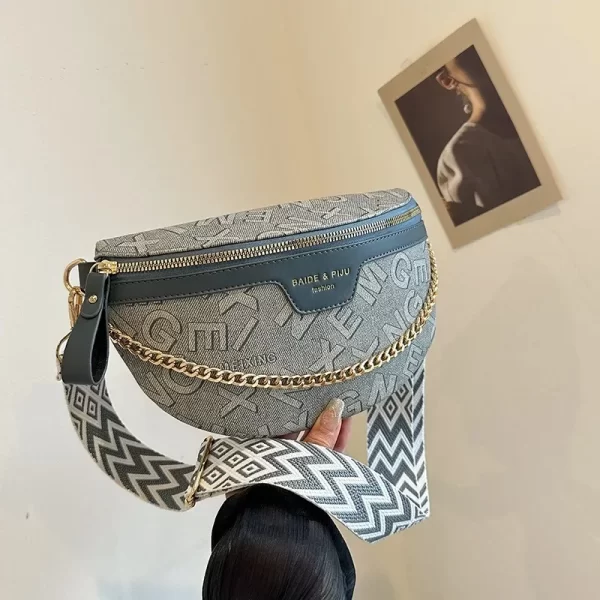 فاخر رسالة مطبوعة بو الجلود سلسلة فاني حزم للنساء أنيق الخصر حقيبة السيدات Crossbody حقيبة صدر حزمة الخصر الإناث 1