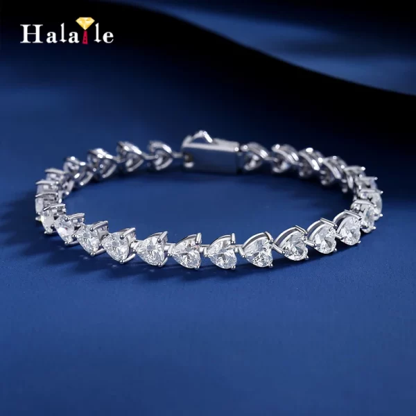 Halaile S925 فضة عالية الكربون الماس كامل الزركون الحب سوار على شكل قلب غرامة مجوهرات النساء تألق العصرية هدية حفلة 1