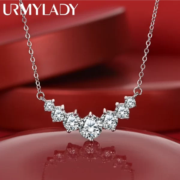 قلادة URMYLADY-Moissanite للمرأة ، مجوهرات زفاف راقية ، مطلي بالفضة الإسترلينية البيضاء ، ذهب 18 قيراط ، شهادات 1