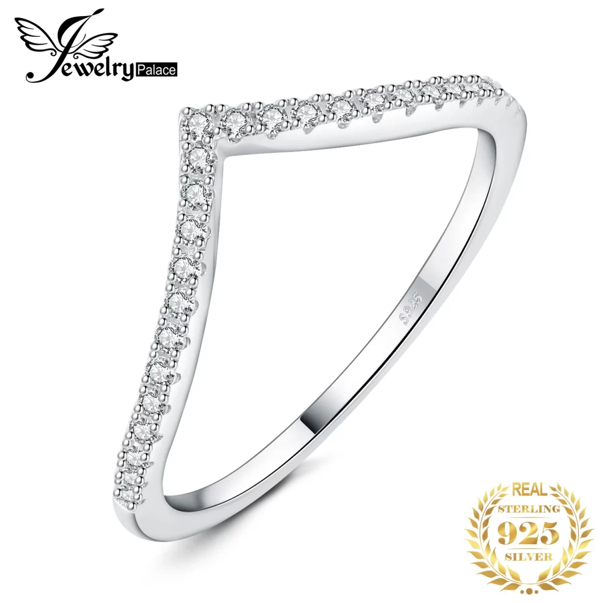 Jewelrypace 5A CZ V نصف الخلود خاتم فضة إسترليني خاتم زفاف للنساء هدية الذكرى السنوية مجوهرات راقية 1