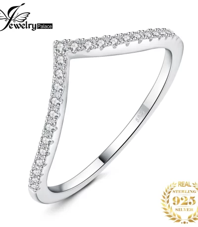 Jewelrypace 5A CZ V نصف الخلود خاتم فضة إسترليني خاتم زفاف للنساء هدية الذكرى السنوية مجوهرات راقية 1