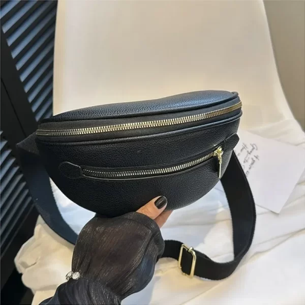 موضة بلون بولي Leather الجلود فاني حزم للنساء تصميم بسيط السيدات الخصر حقيبة أنثى أنيقة Crossbody حقيبة صدر 2025 1