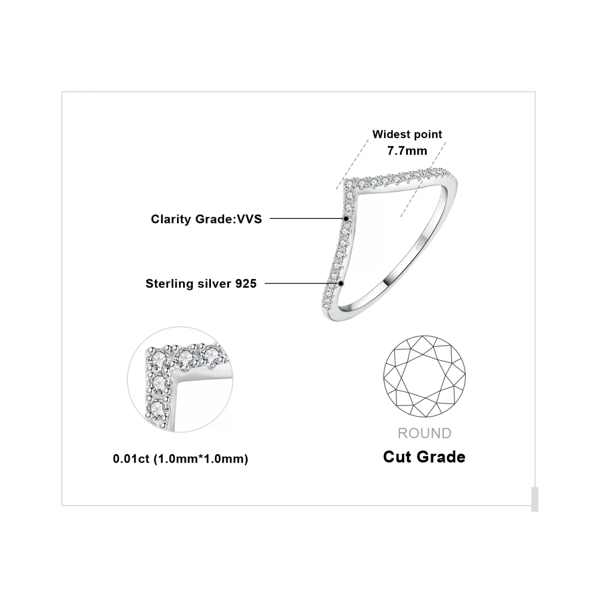 Jewelrypace 5A CZ V نصف الخلود خاتم فضة إسترليني خاتم زفاف للنساء هدية الذكرى السنوية مجوهرات راقية 4