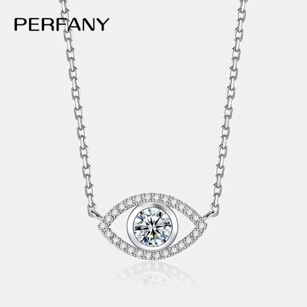 PERFANY 0.5CT مويسانيتي قلادة للنساء S925 الفضة النقية قلادة عين مختبر الماس معتمد الراقية مجوهرات الأزياء 1