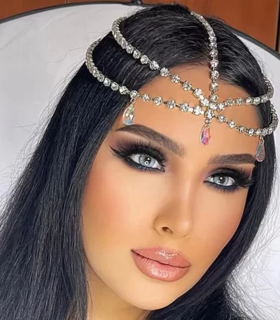 موضة لامعة كريستال المنقط سلسلة الجبين سلسلة إكسسوارات الشعر للنساء حفل زفاف فاخر حجر الراين الشعر سلسلة 1