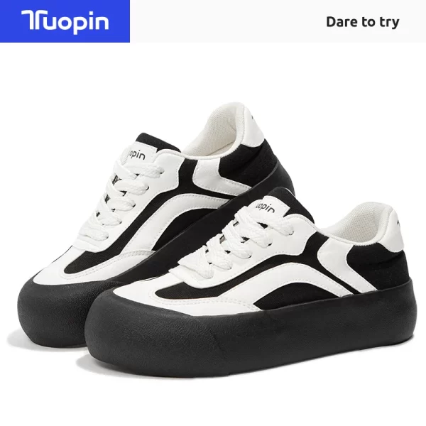 TuoPin Classic Gum Sole Fashion Shoes Women White Black Sneakers Non-Slip Women's Shoes Casual Sneakers for Women 1